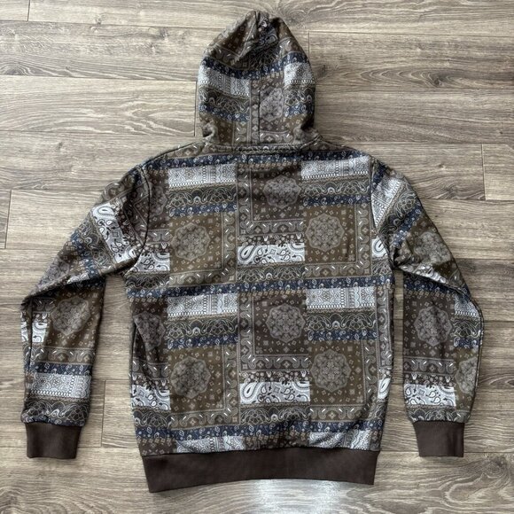 Gianni Lupo Hoodie Mens M Pesley Brown Blue Sweatshirt Fashion Pullover GL2183F - Picture 14 of 16